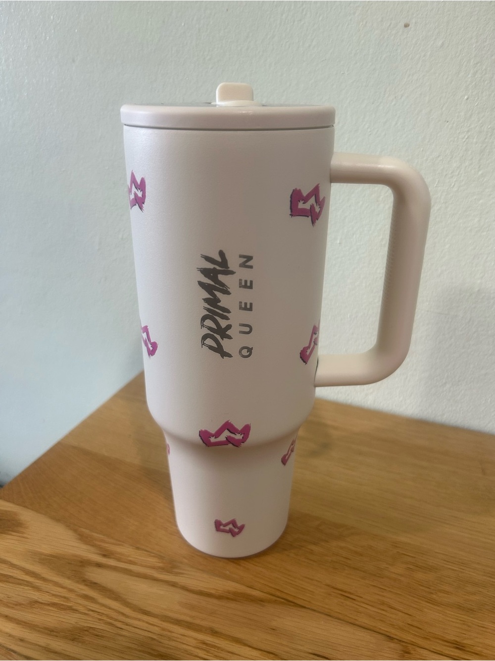 Primal Queen Pink Stainless Steel Tumbler Cup w/ Lid & Straw New Unused